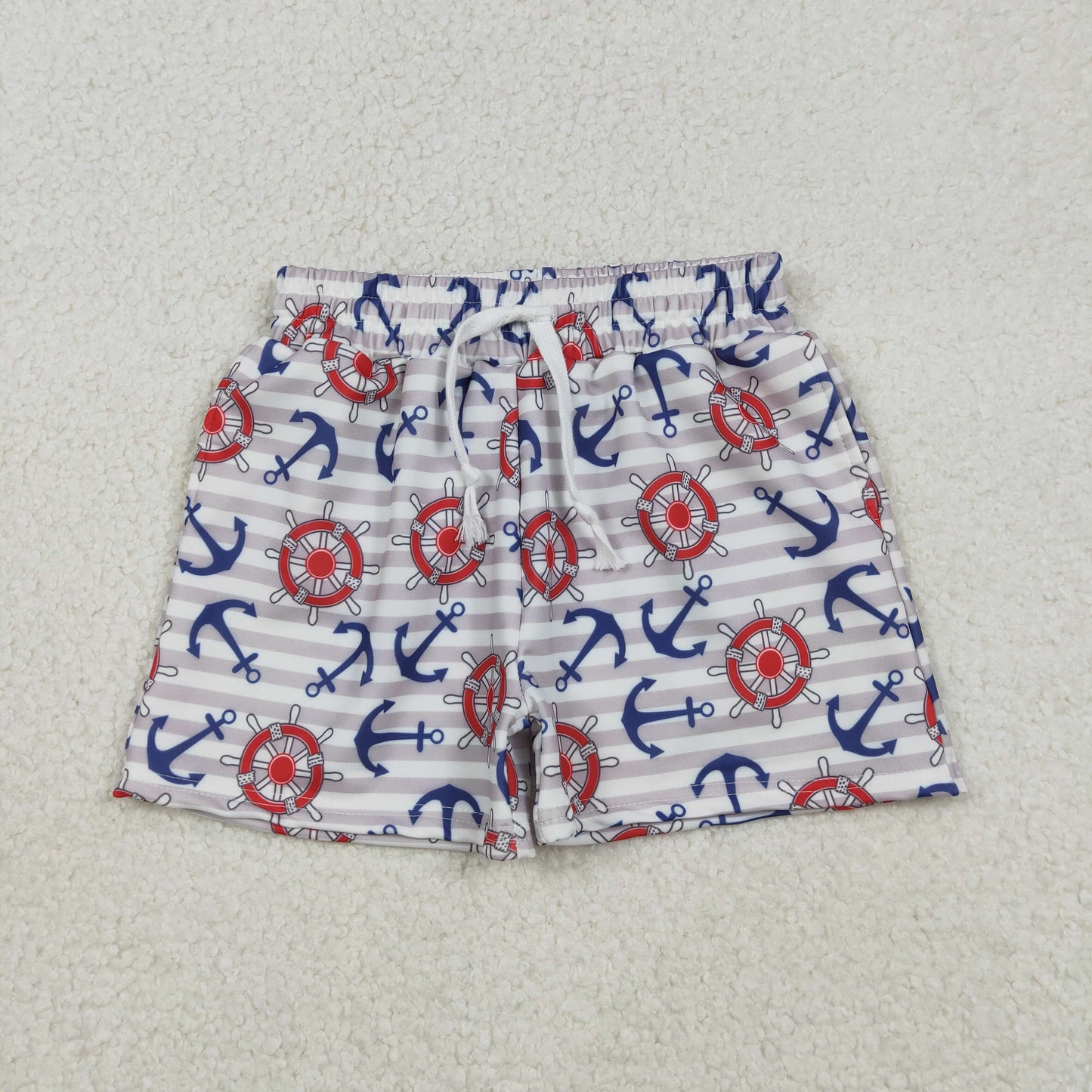S0589 boat anchor striped boys swimming trunk