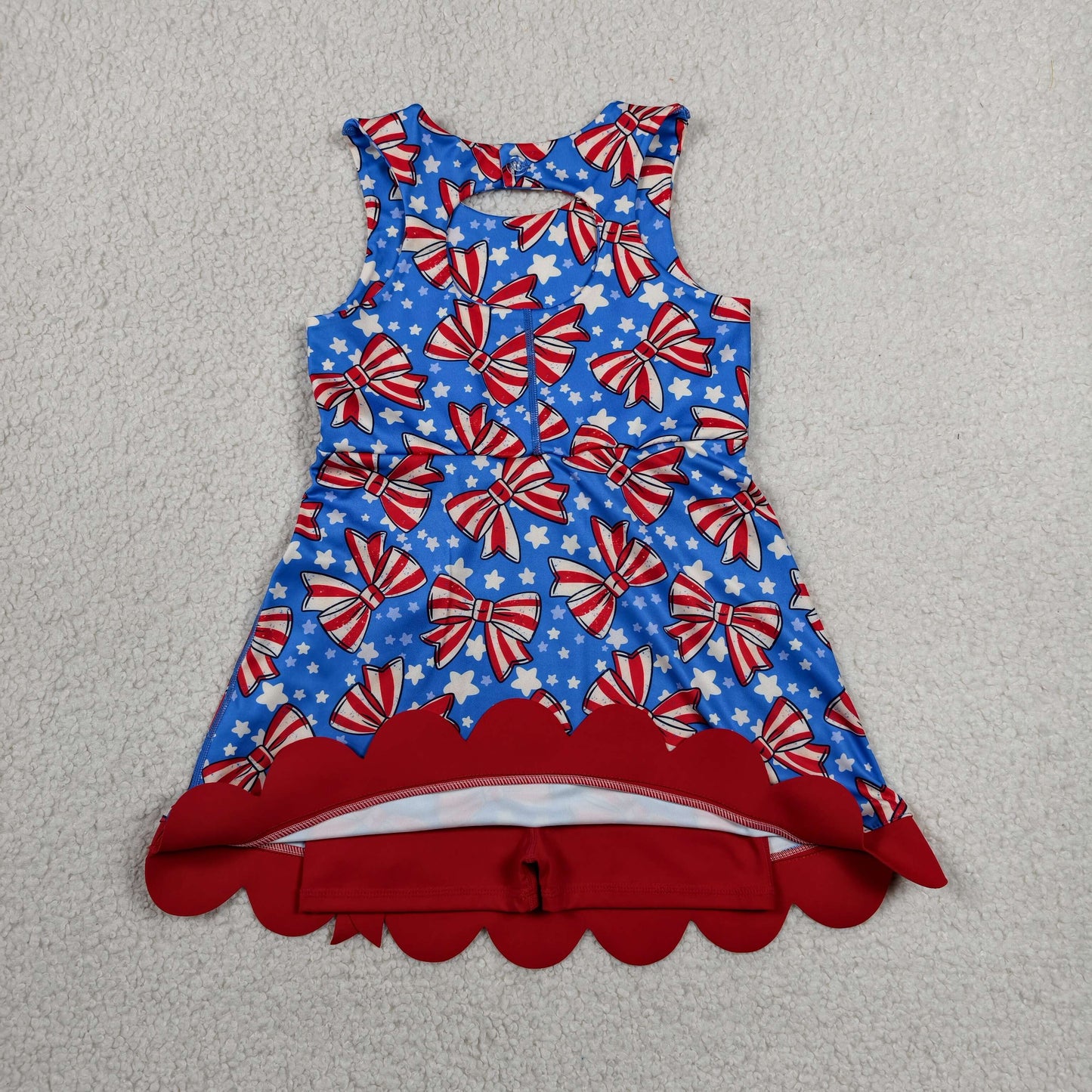 GSD3925 Yoga July 4th Blue Red Bows Skorts Girls Dress