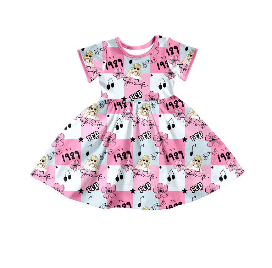Custom 1989 Country singer pink short sleeve girls dress