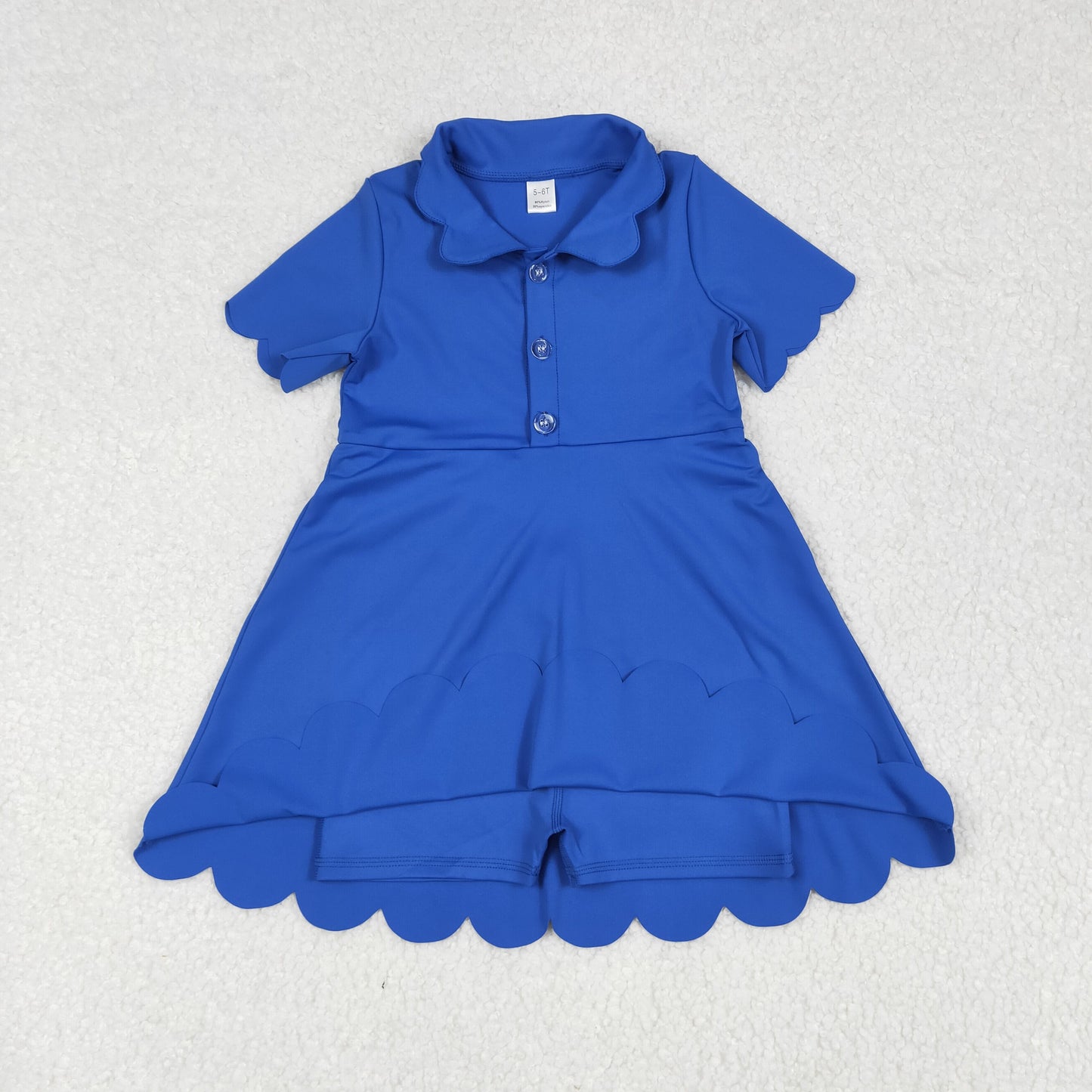 GSD2475 yoga navy blue short sleeve with shorts girls dress