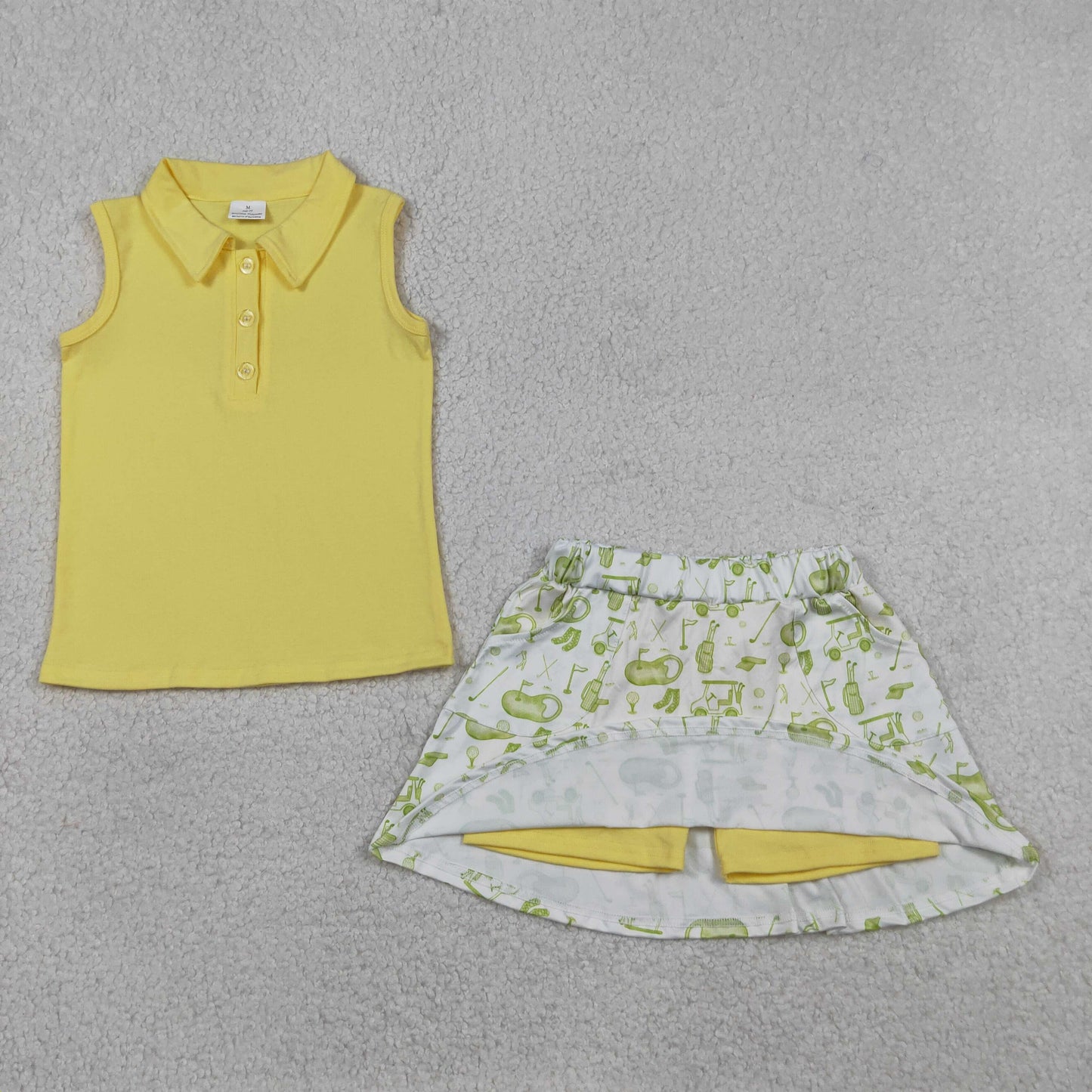 GSD2698 yellow sleeveless golf car shorts girls set