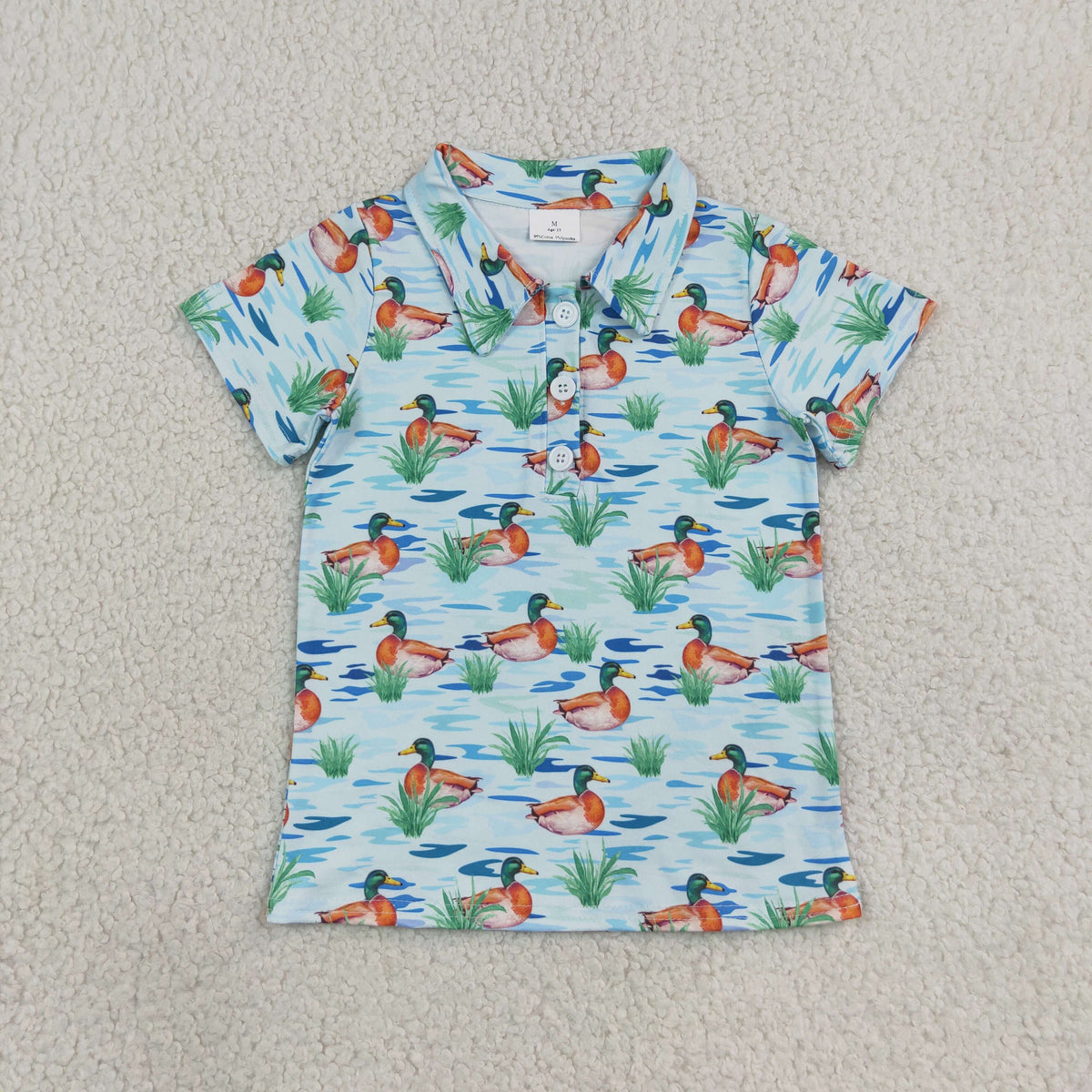 BT1381 hunting mallard duck blue short sleeve boys top