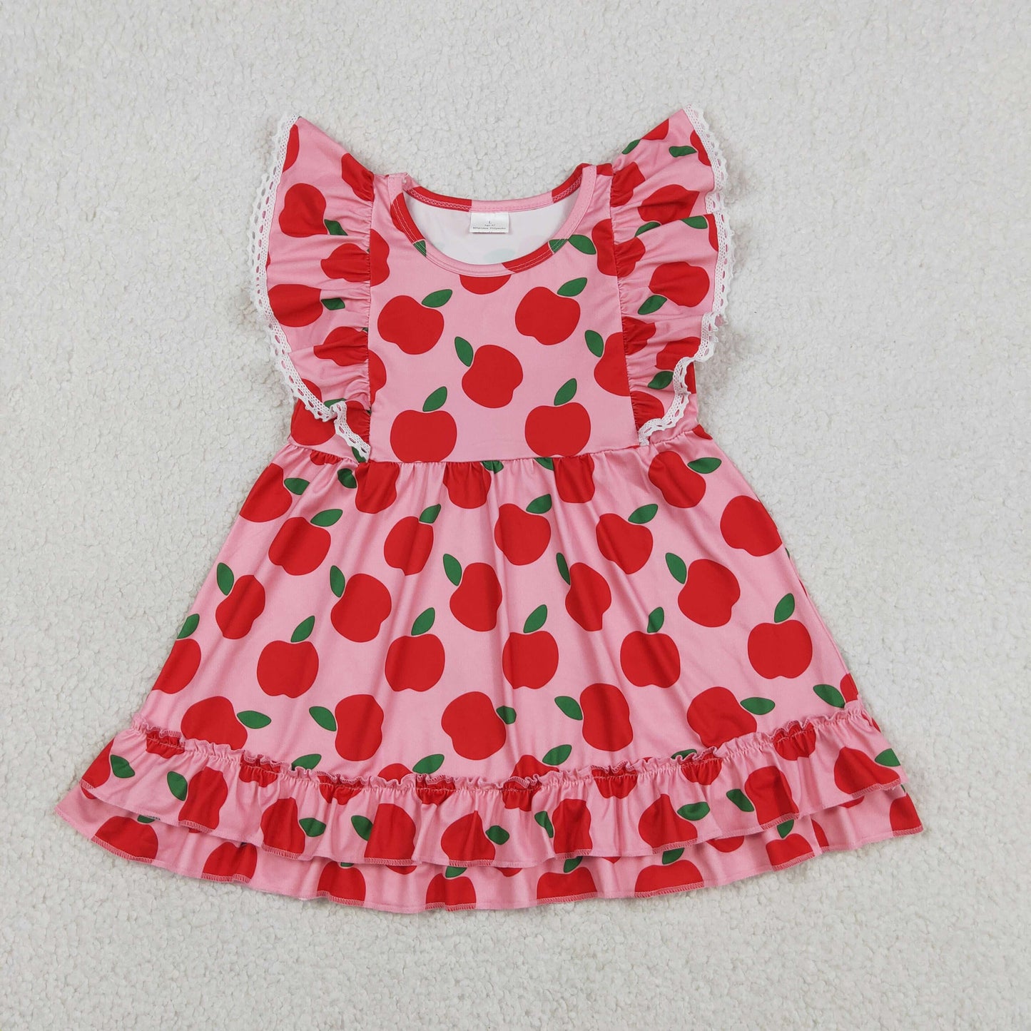 GSD3510 Back To School Apple Flutter Sleeve Girls Dress