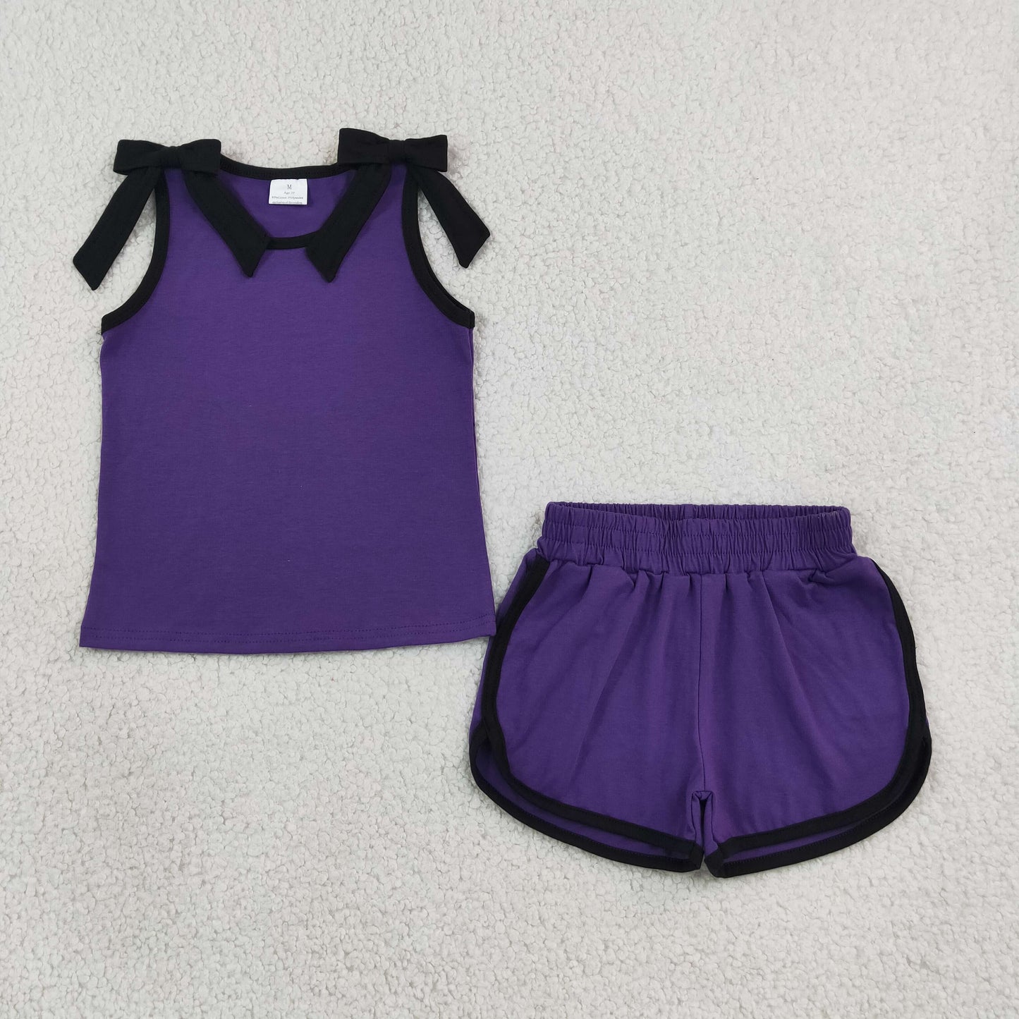 GSSO3815 Dark Purple Sleeveless Shorts Girls Set