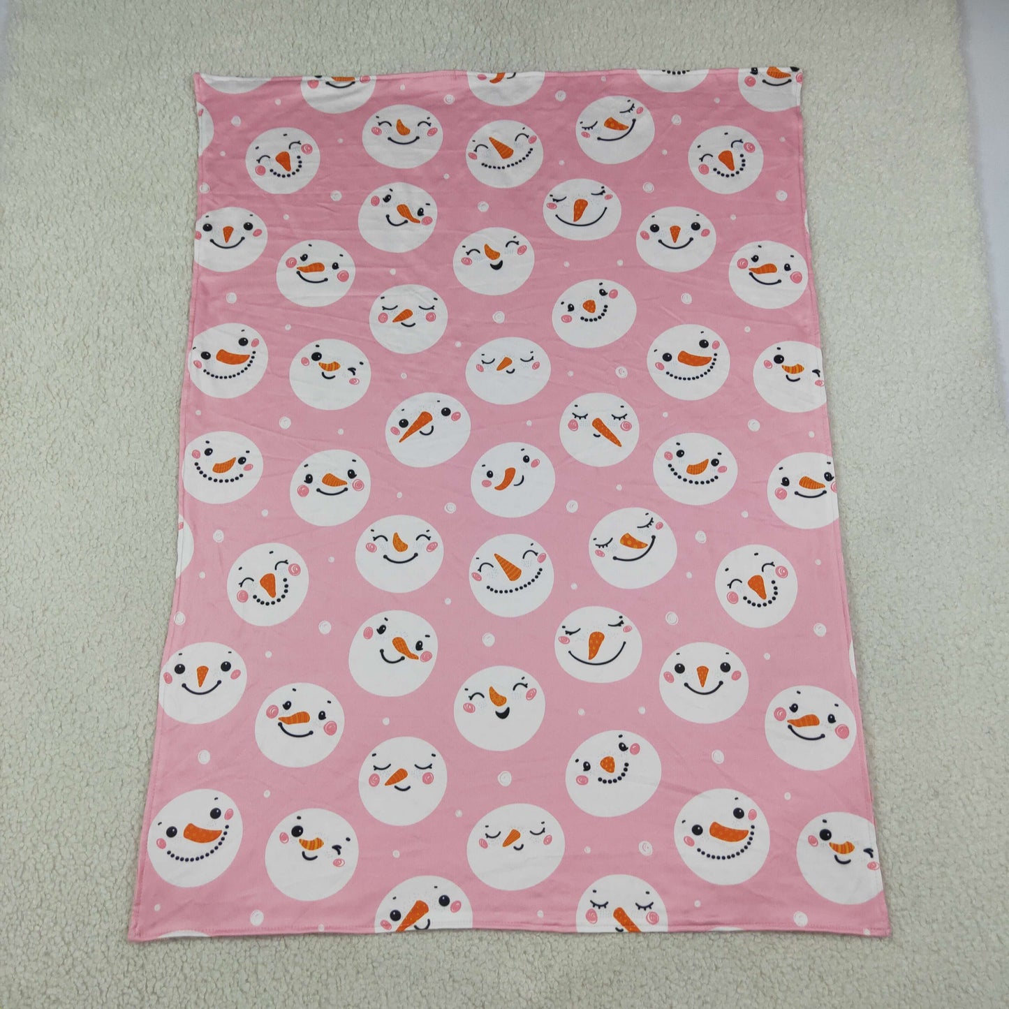 BL0266 Christmas Snowman Pink Baby Blanket