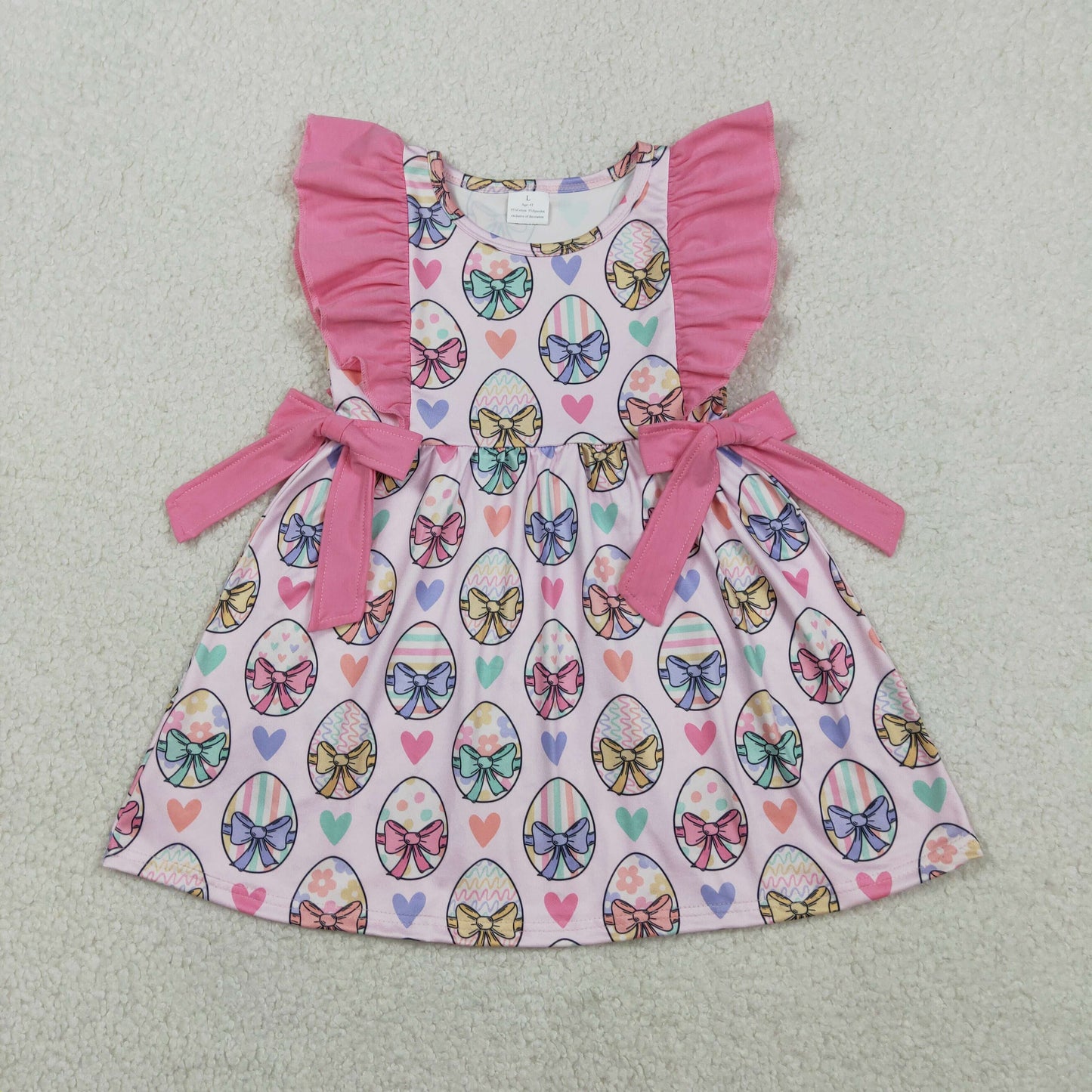 GSD3537 Easter Egg Bows Pink Girls Dress
