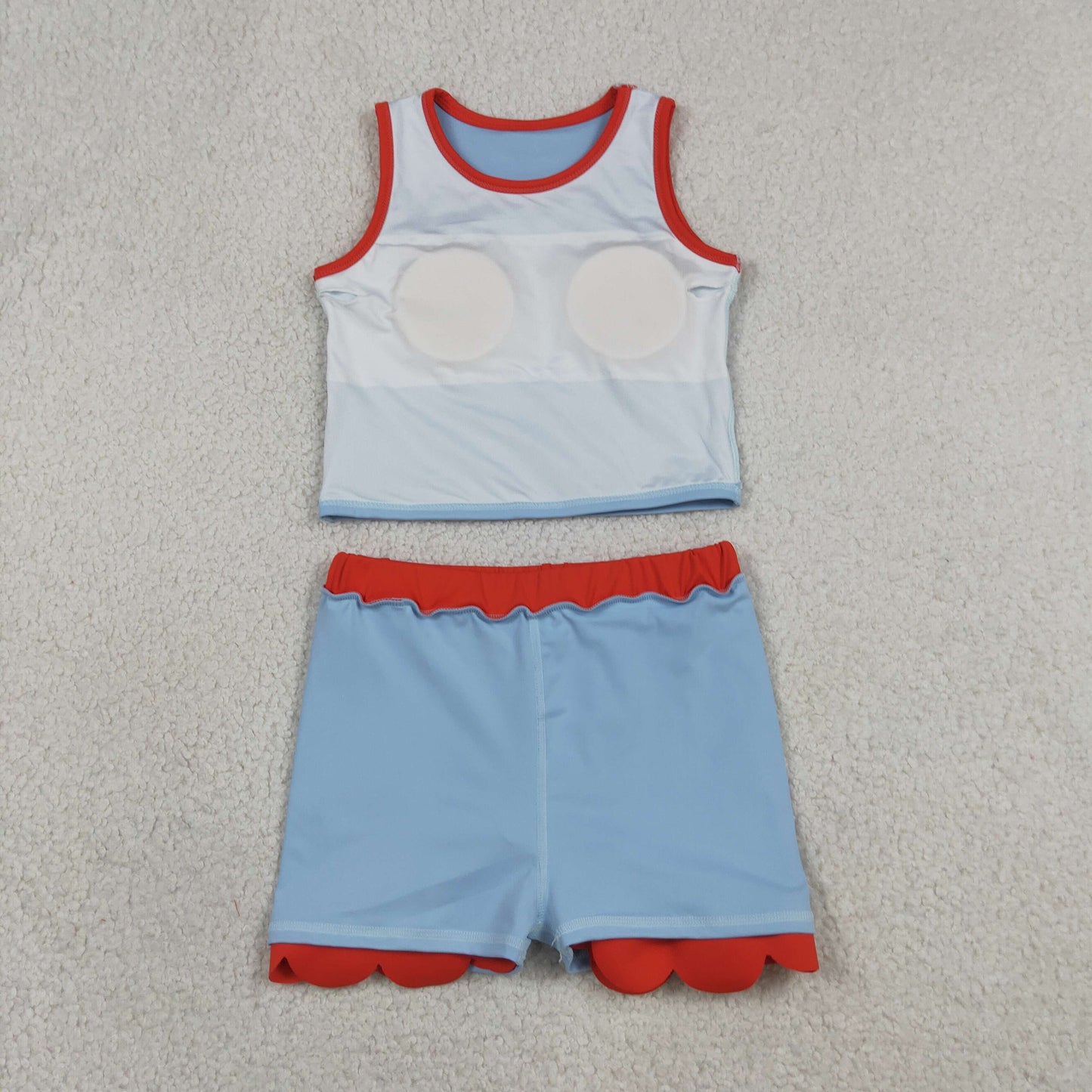 GSD4020 Yoga Scallop Blue Sleeveless Skorts Girls Set