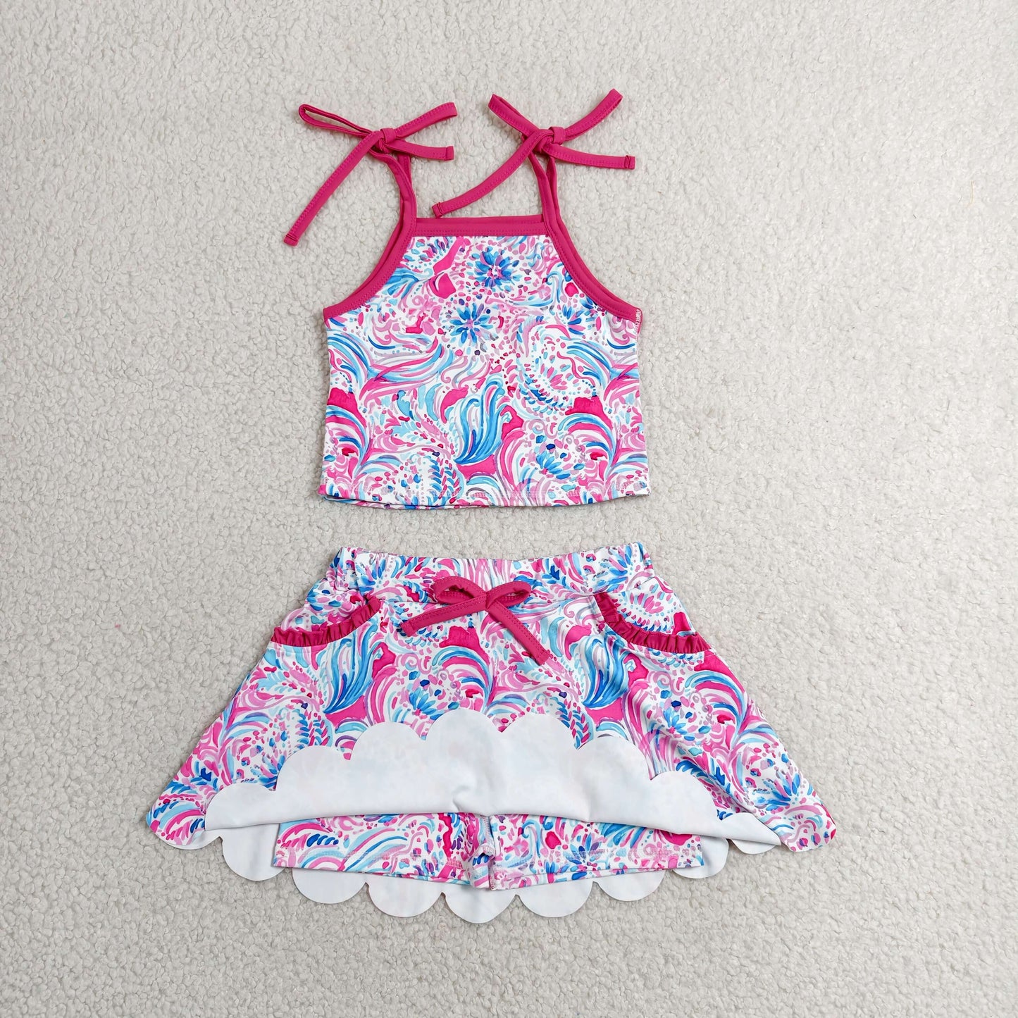 GSD3728 Yoga Hot Pink Top Skorts Girls Set