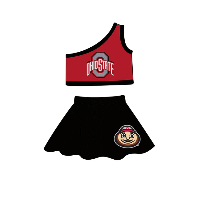 custom moq 3 football team OHIO blue sleevless black skort girls skirt set