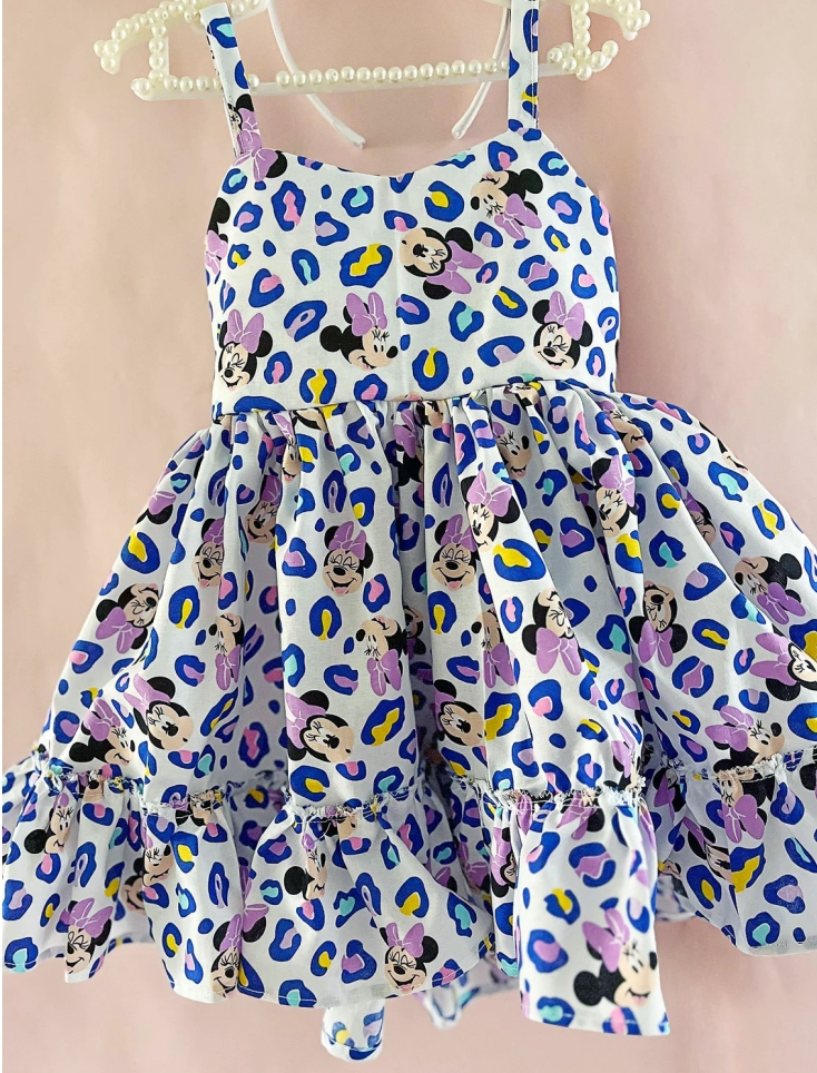 preorder GSD0868 Cartoon M purple pink leopard girls dress