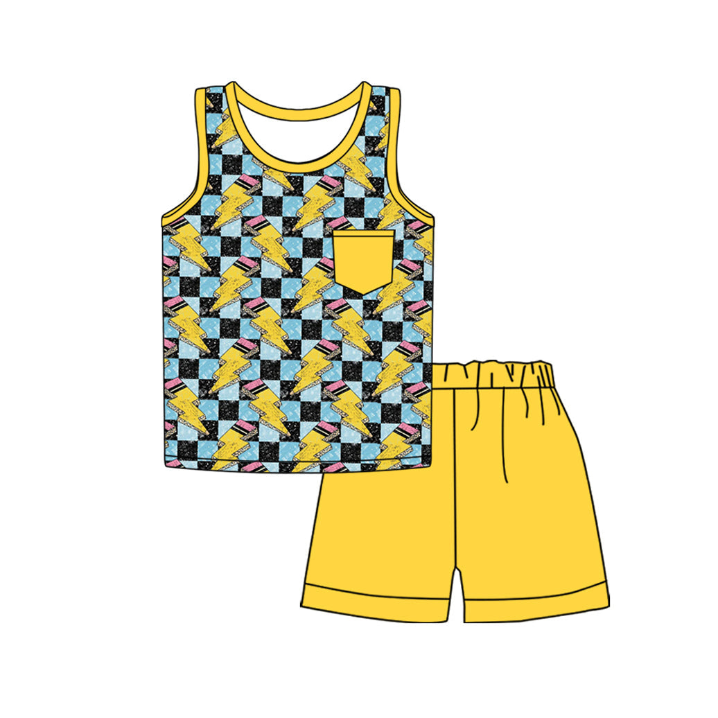 custom (moq 5)Baby Boys Back To School Pencil Shirt Shorts Clothes Sets