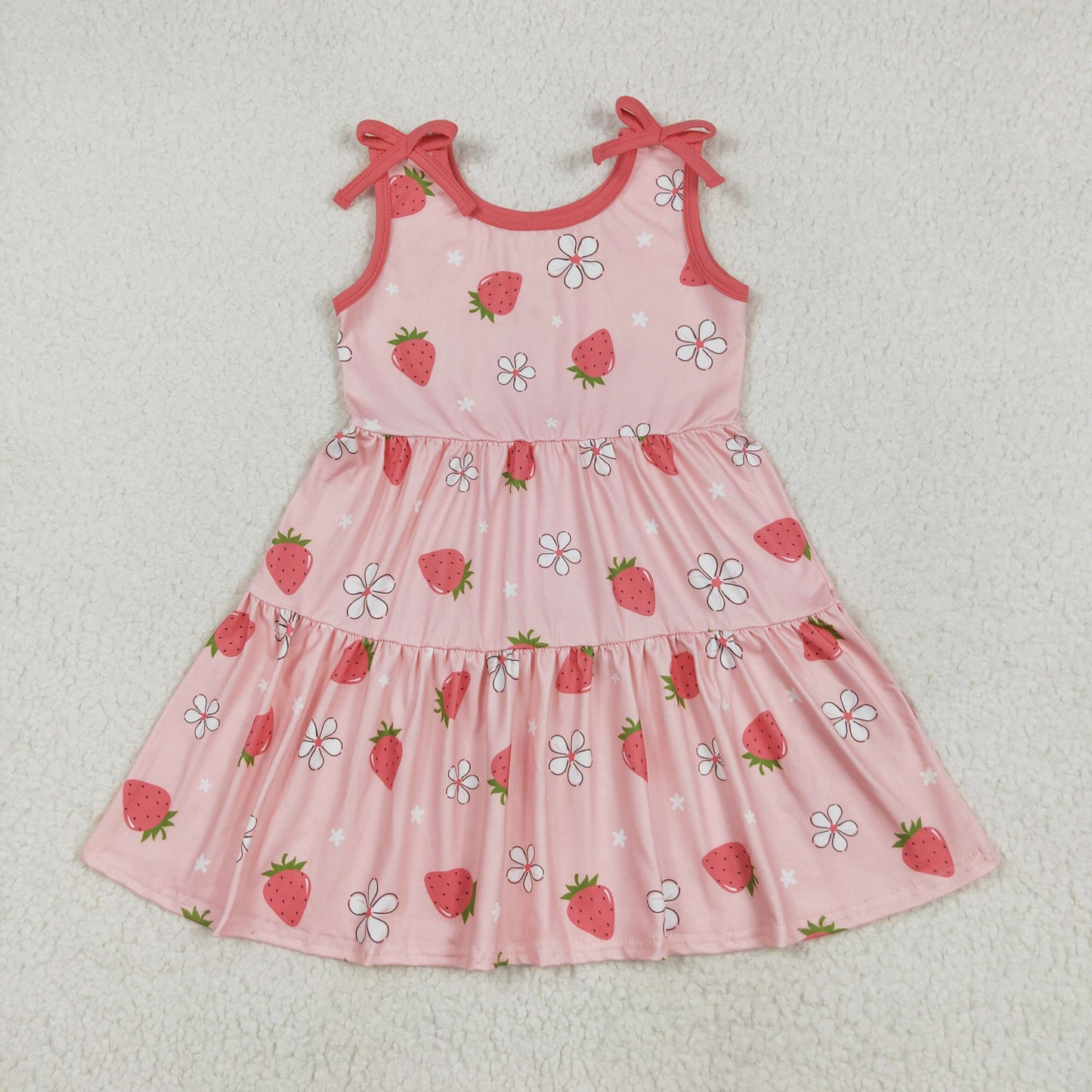 GSD2159 cute strawberry flowers watermelon red sleeveless girls dress