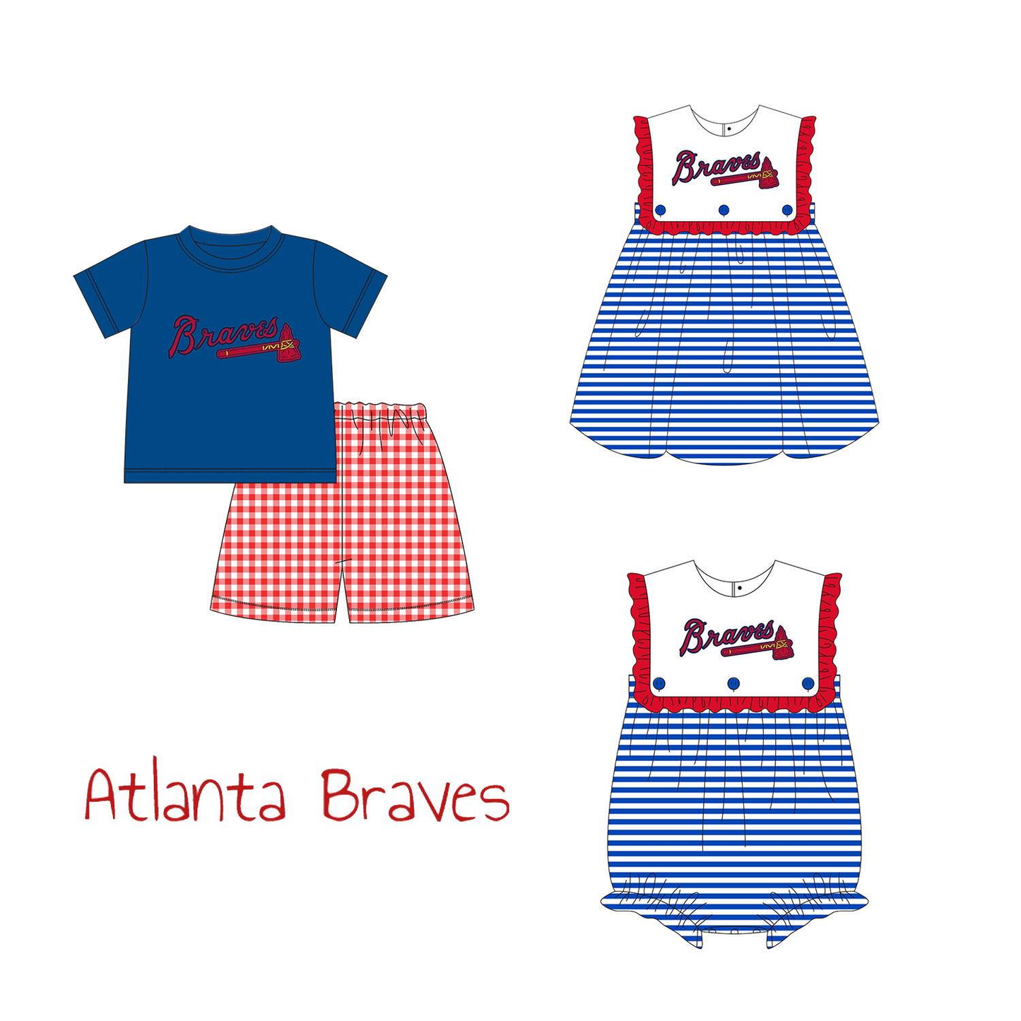 Custom Moq 3 Football Item atlanta braves Sibling Clothes