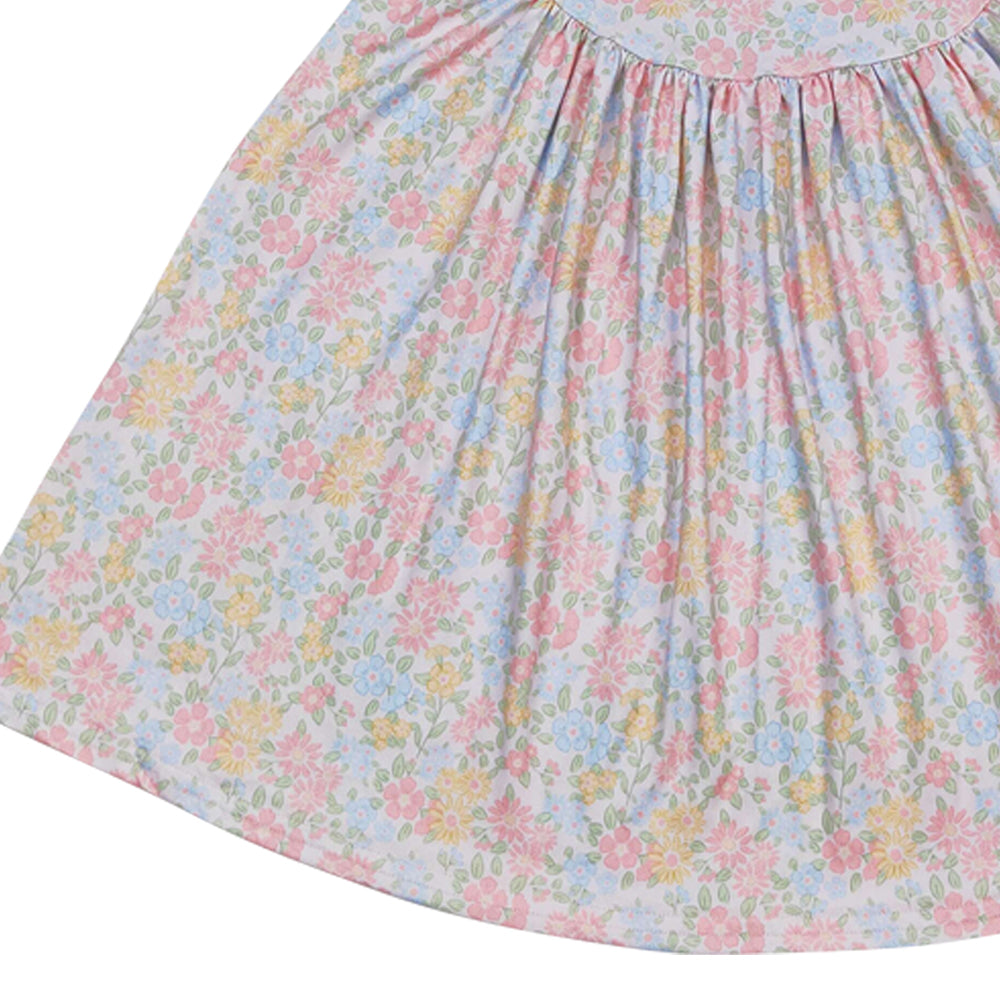 GSD0962 colorful flowers pink flutter sleeve girls dress