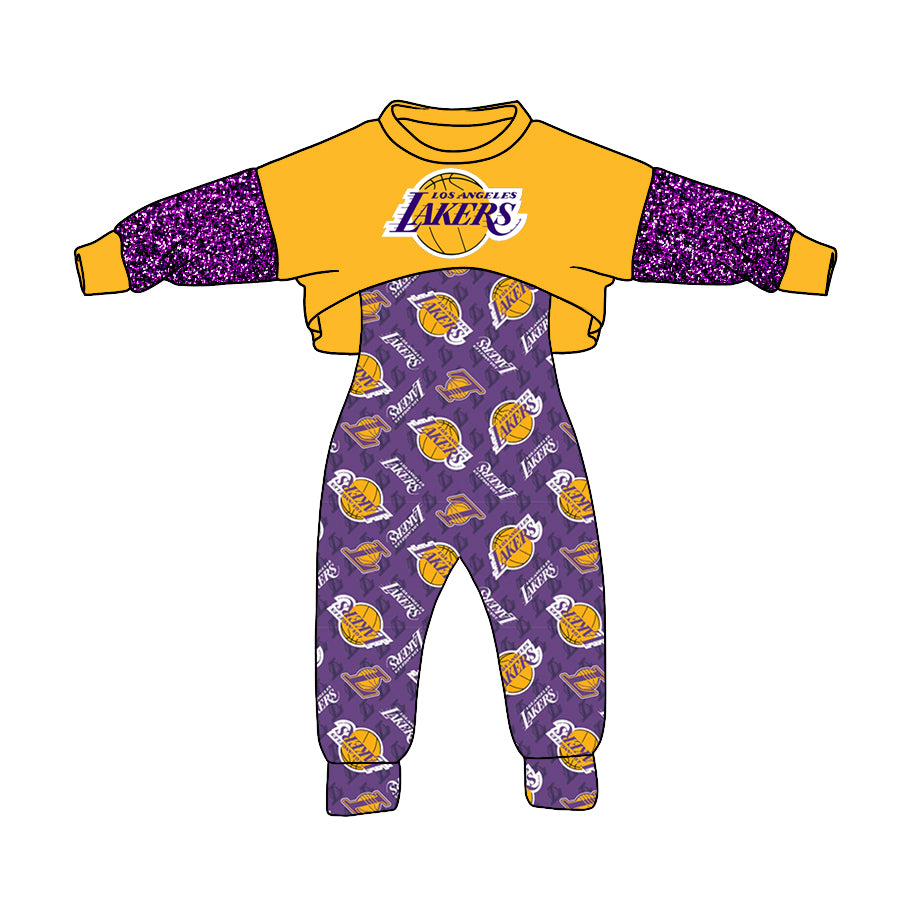 custom S 9.13 Yellow purple long sleeve jumpsuit set