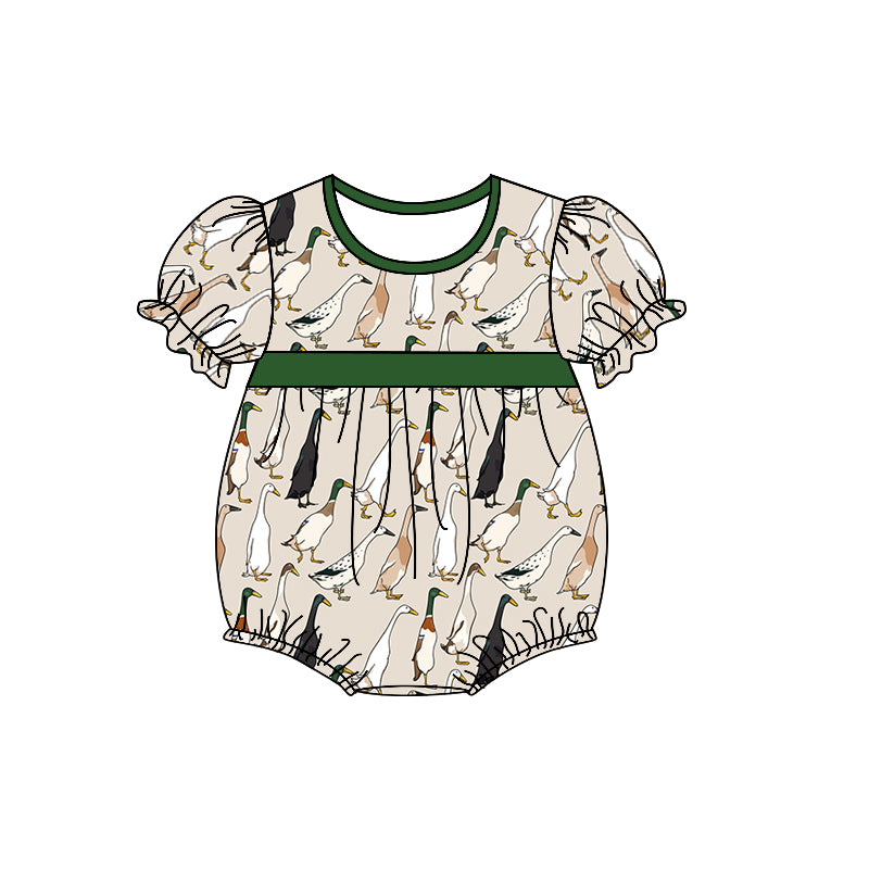 preorder SR0531 Hunting mallard green short sleeve girls romper