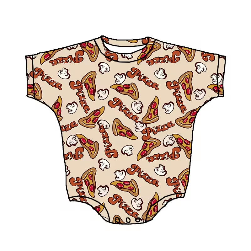 Custom cute pizza mushroom short sleeve baby romper