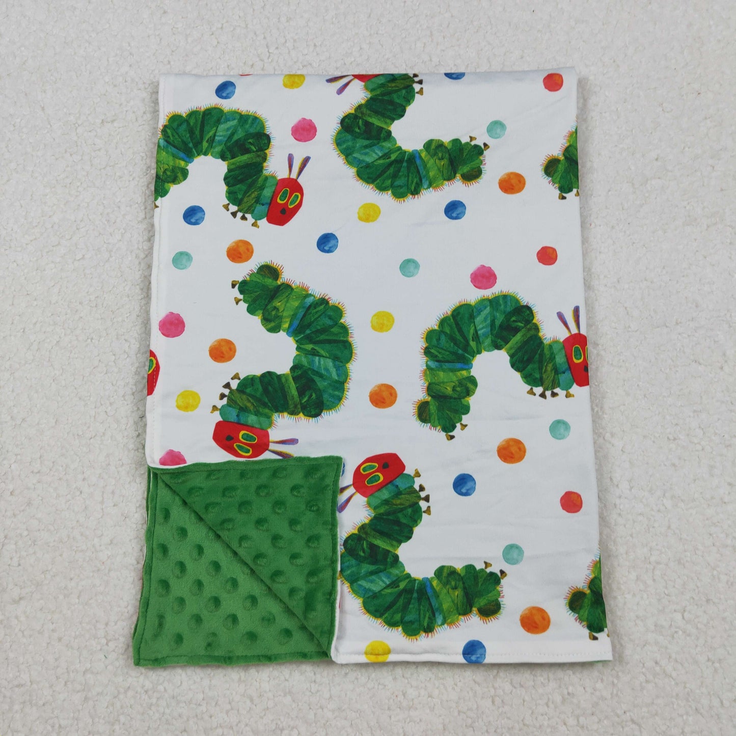 BL0202 cartoon caterpillar green baby blanket
