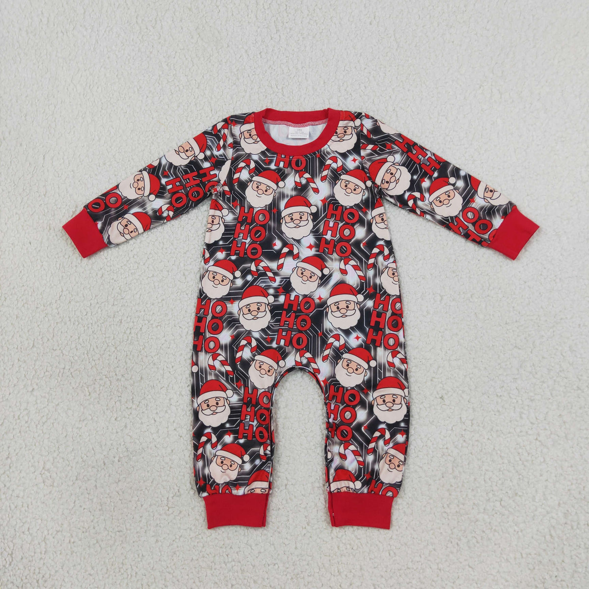 LR3162 Christmas Santa Ho Red Long Sleeve Boys Romper