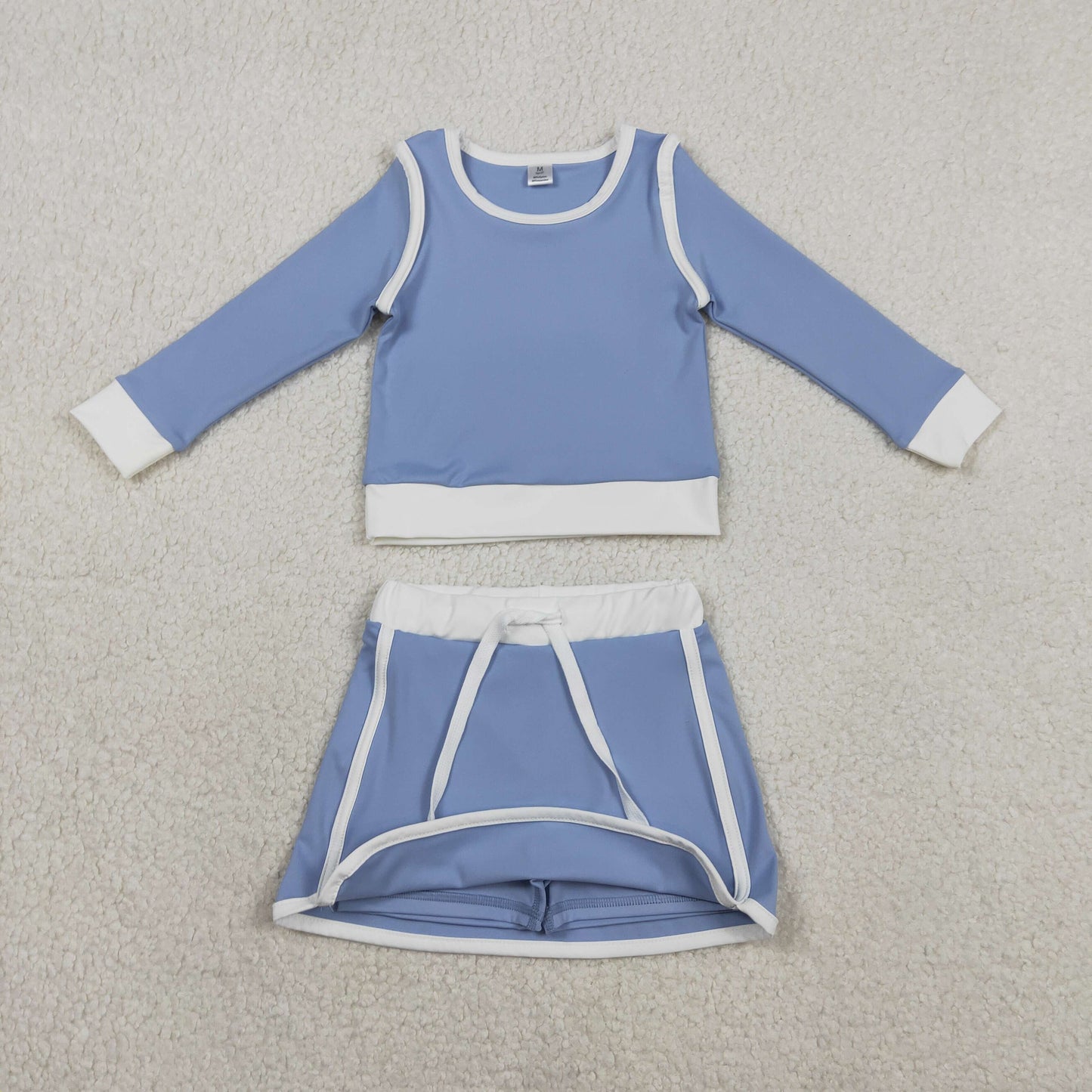 GLD1483 Yoga Blue Long Sleeve Skorts Skirts Girls Set