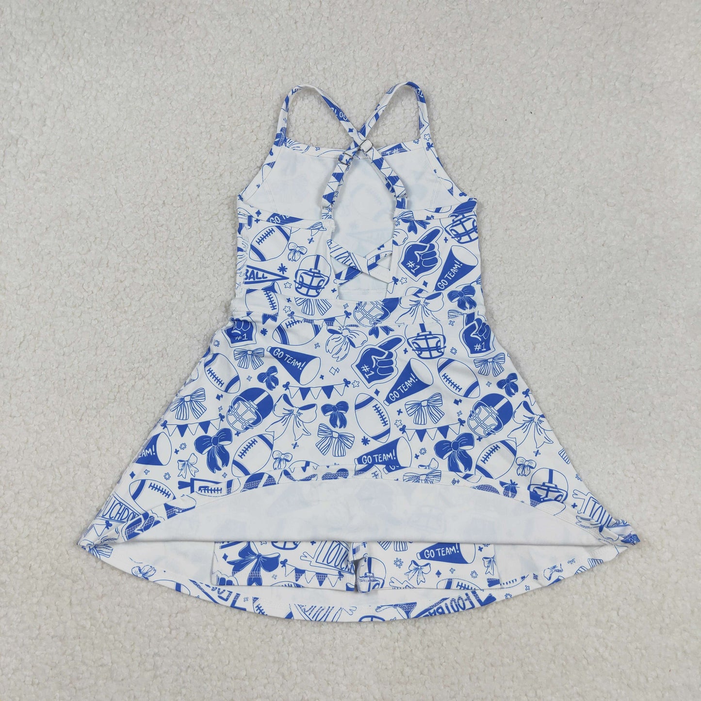 GSD2778 football item cheer bows blue skort girls dress