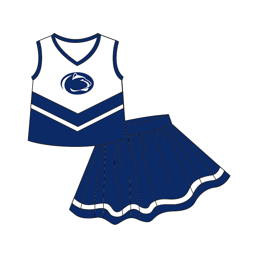custom Team dress 2 blue sleeveless skirt girls set