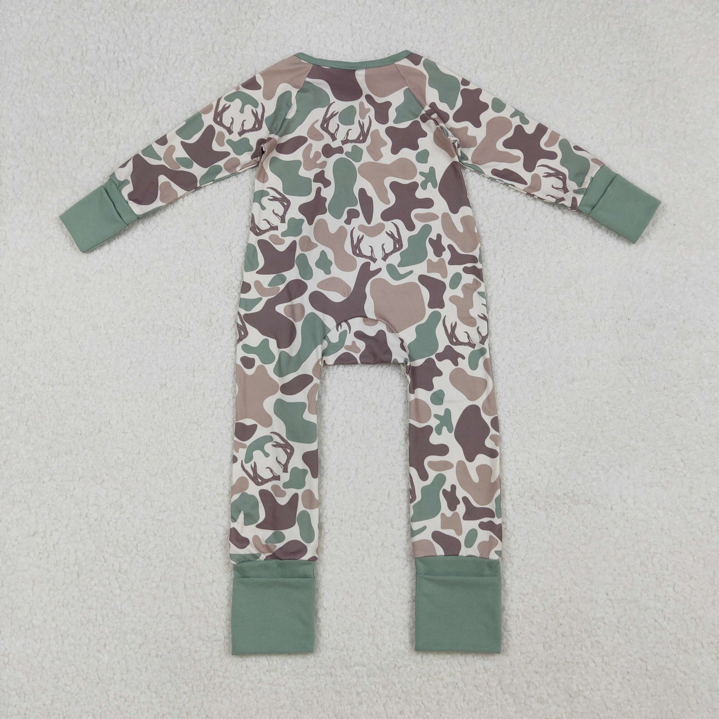LR2582 hunting camo deer zipper long sleeve boys romper