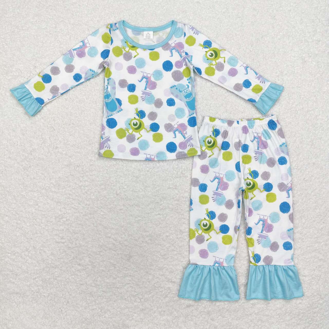 GLP1345 Monster cartoon green blue long sleeve pants girls pajamas