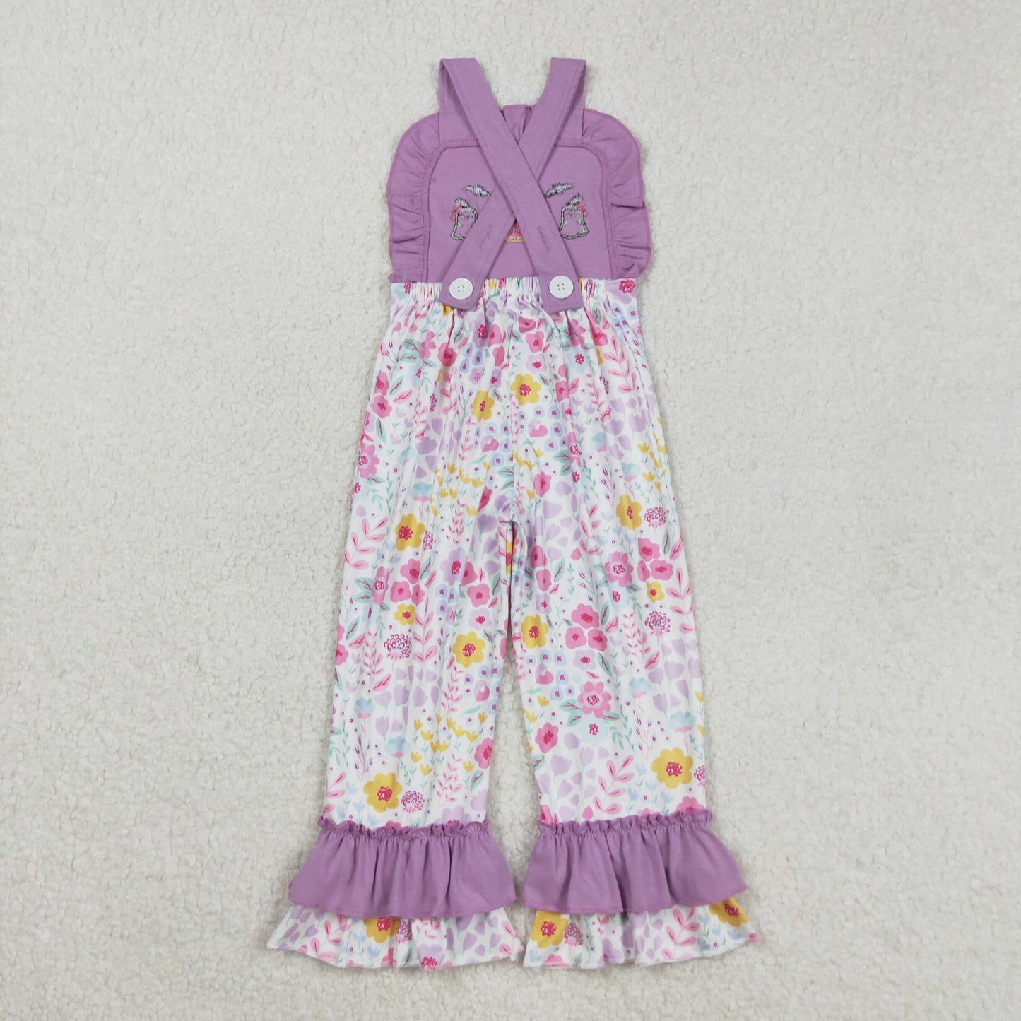 SR3177 Halloween pumpkin spooky flowers purple girls jumpsuits