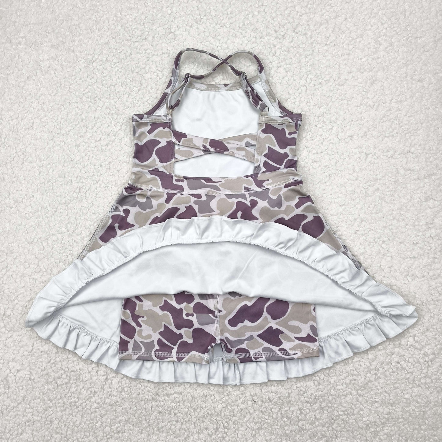 GSD2312 hunting camo green camo yoga girls dress with shorts