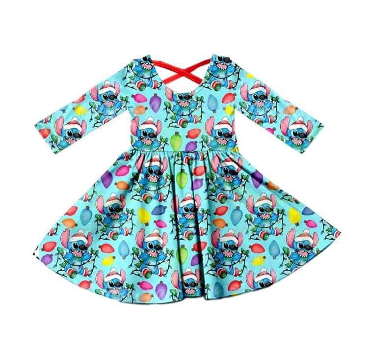 preorder Christmas cartoon baby long sleeve girls dress