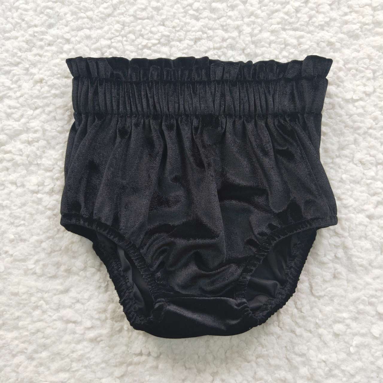 SS0102 Black Velvet Baby Girls Bummies