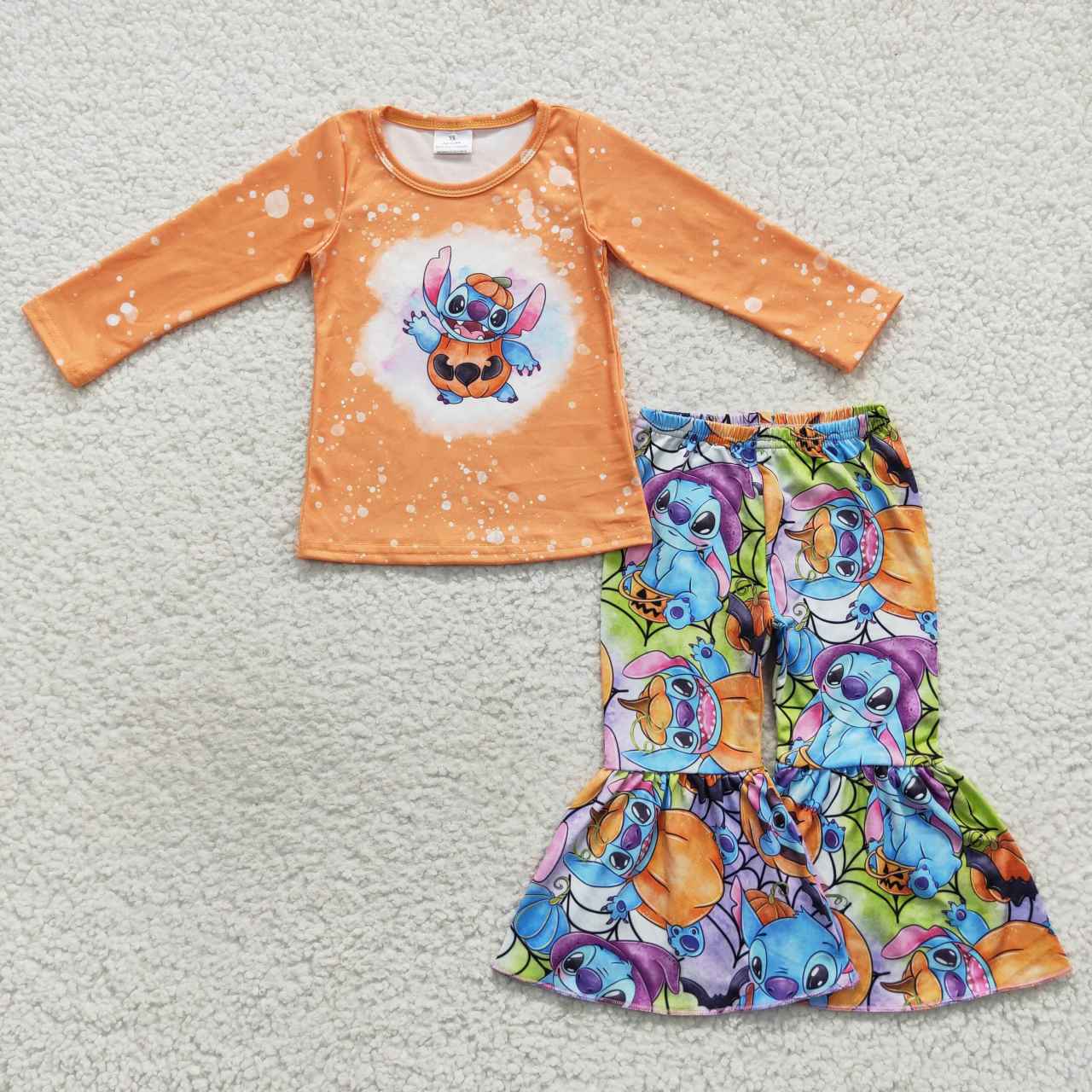 GLP0677 Cartoon orange long sleeve pants girls set