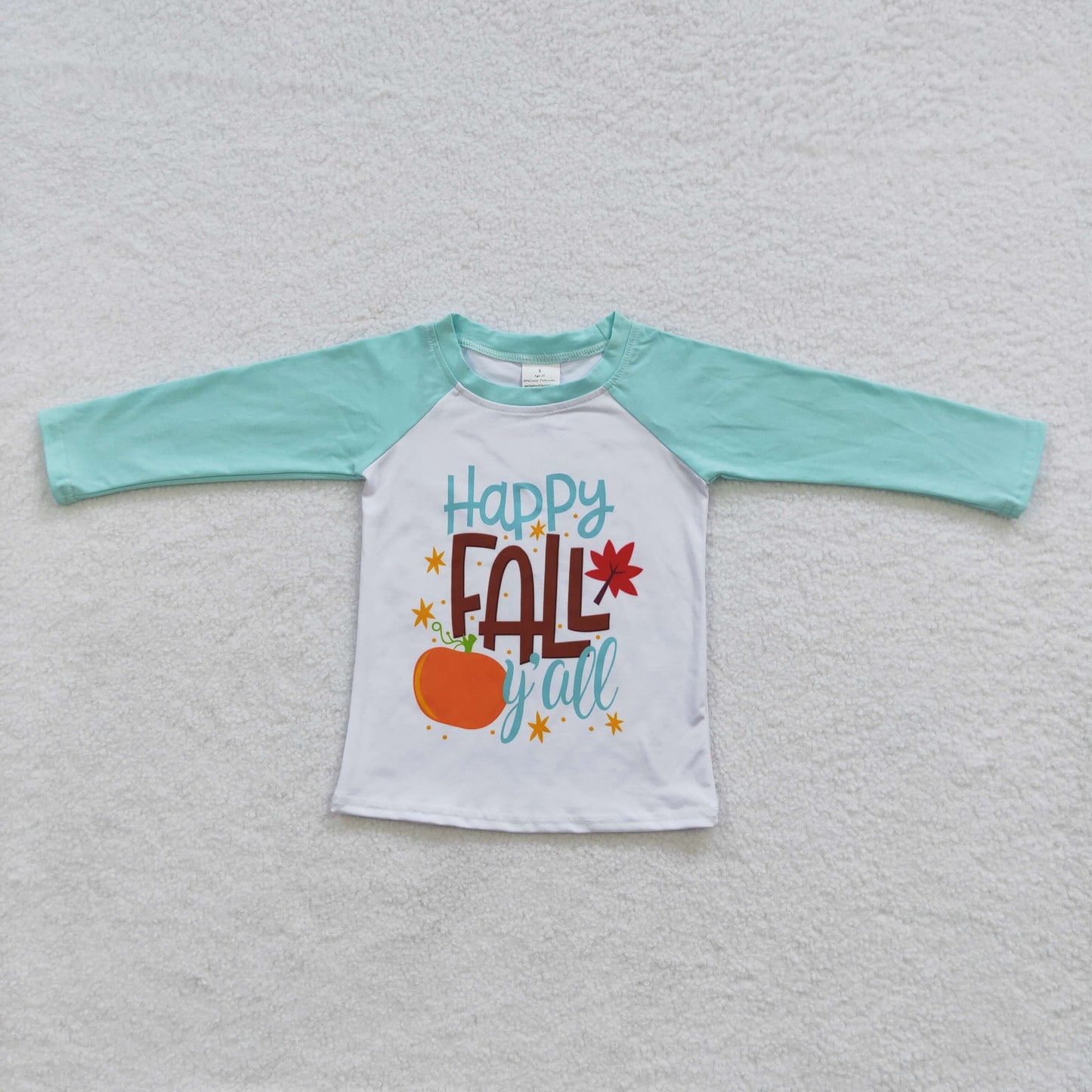 6 A11-11 Happy Full Pumpkin Blue Long Sleeve Boys Top