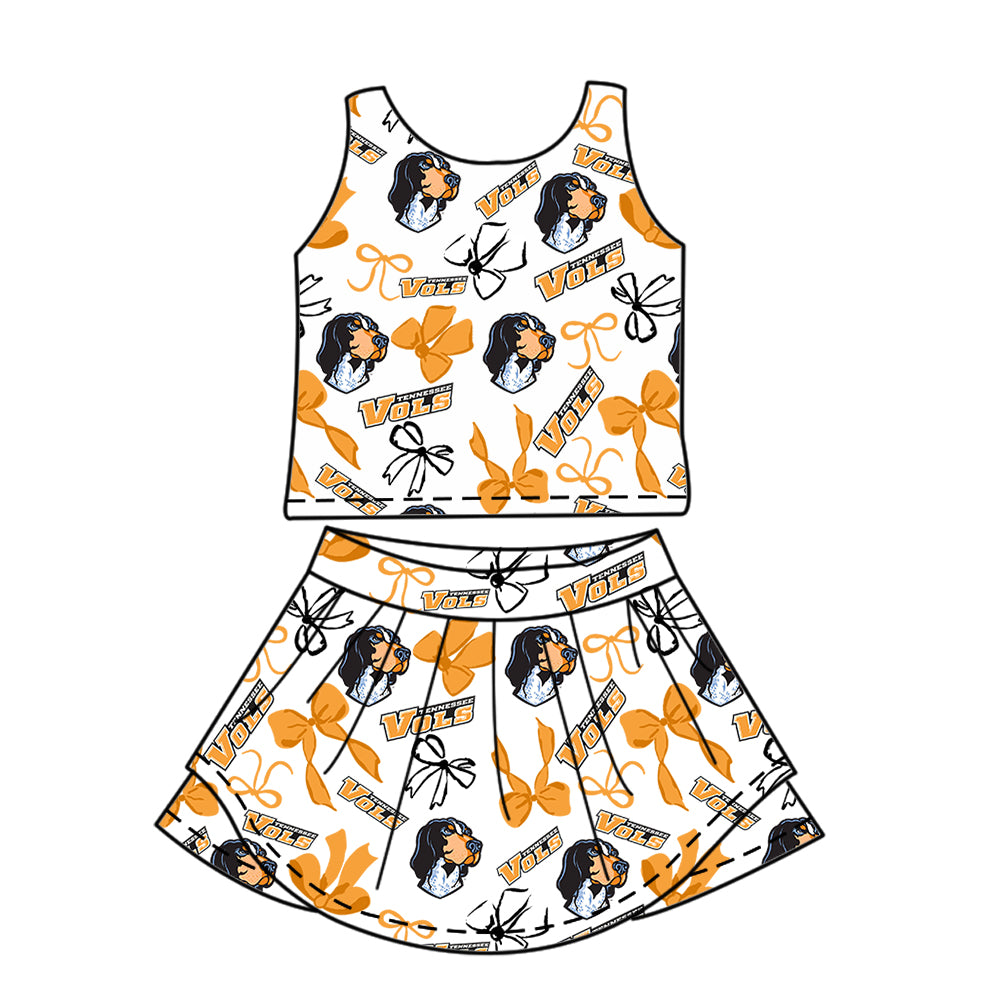 Custom Moq 3 Vols Bows Yoga Sleeveless Skorts Girls Set