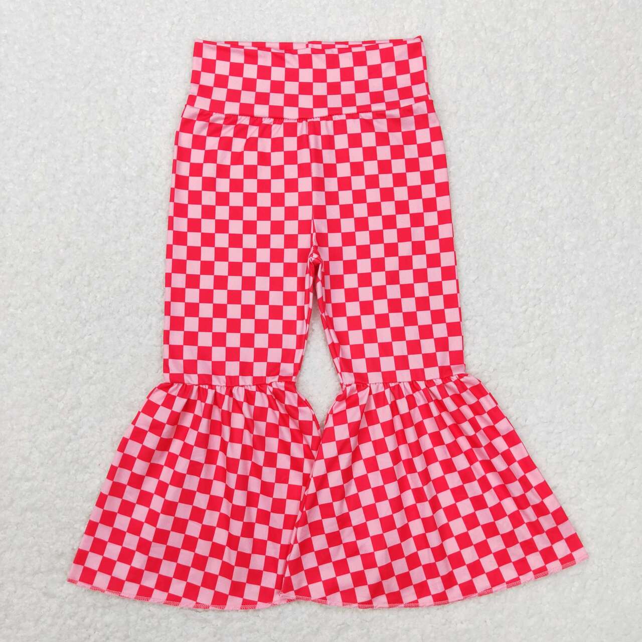 P0340 Pink checkered milk silk girls pants