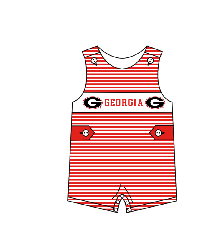 Custom Moq 3 Football Item Georgia Red Sleeveless Boys Romper