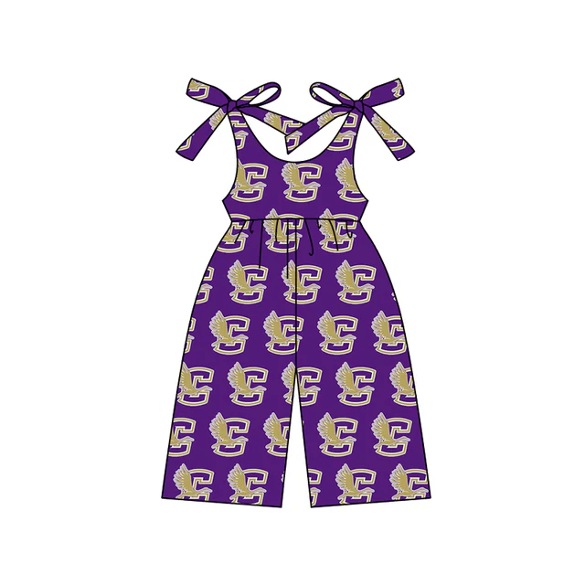custom moq 3 football team C purple girls jumpsuits