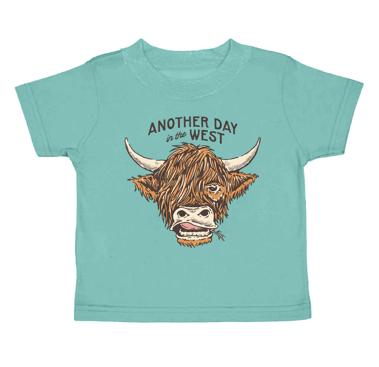 preorder BT0517 Western Another Day In The West Highland Cow Blue Short Sleeve Boys Top