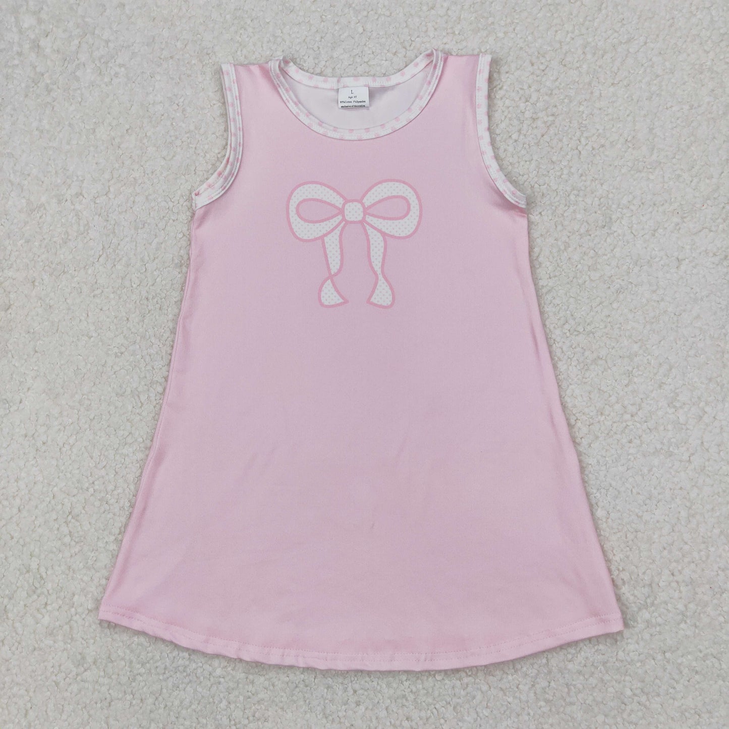 GSD2157 pink bow sleeveless girls dress