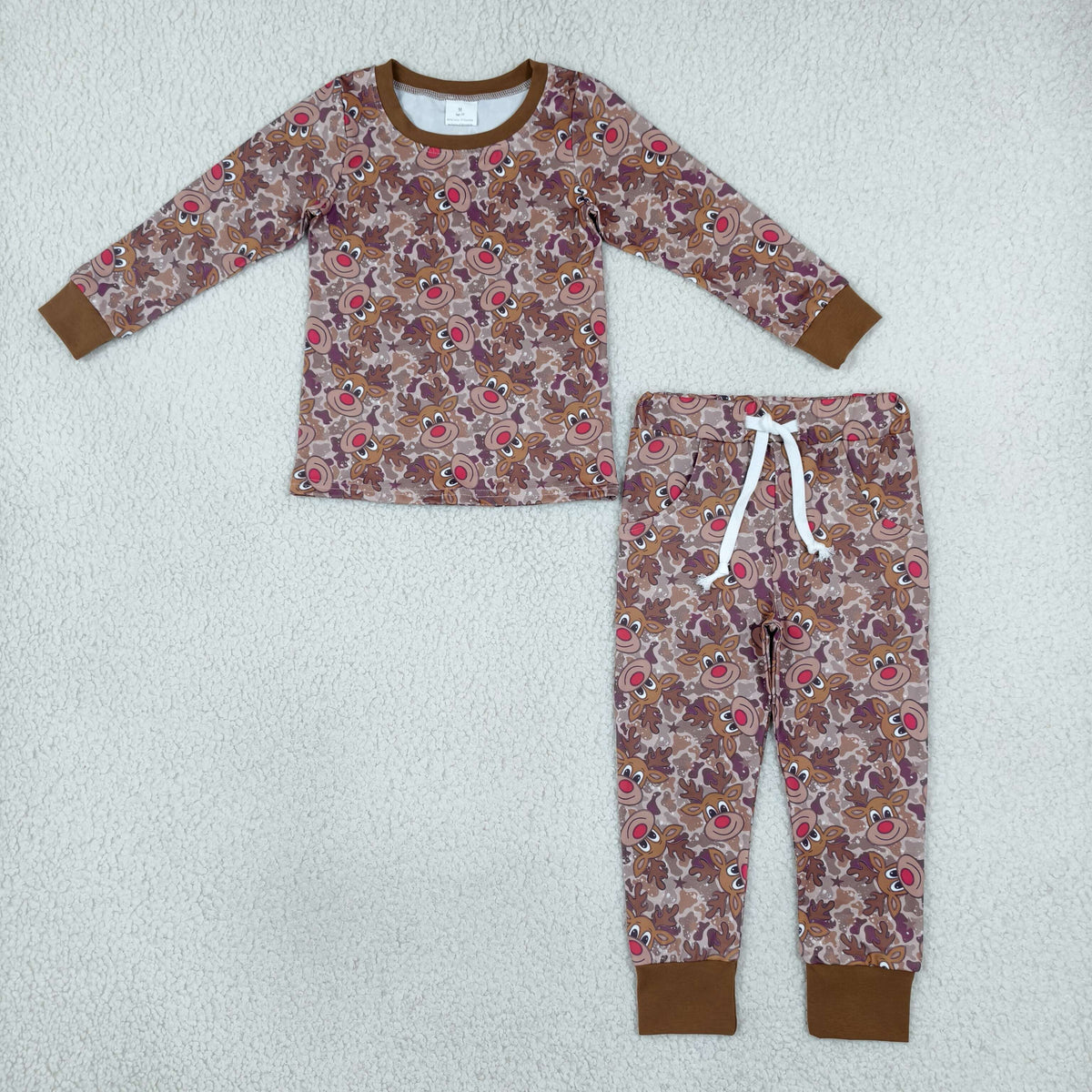 BLP1557 Christmas Deer Camo Long Sleeve Pants Boys Pajamas