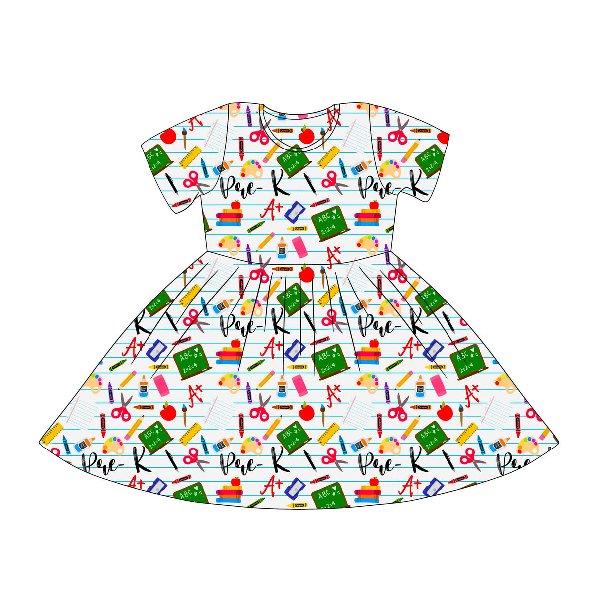 custom back to school pen short sleeve girls dress
