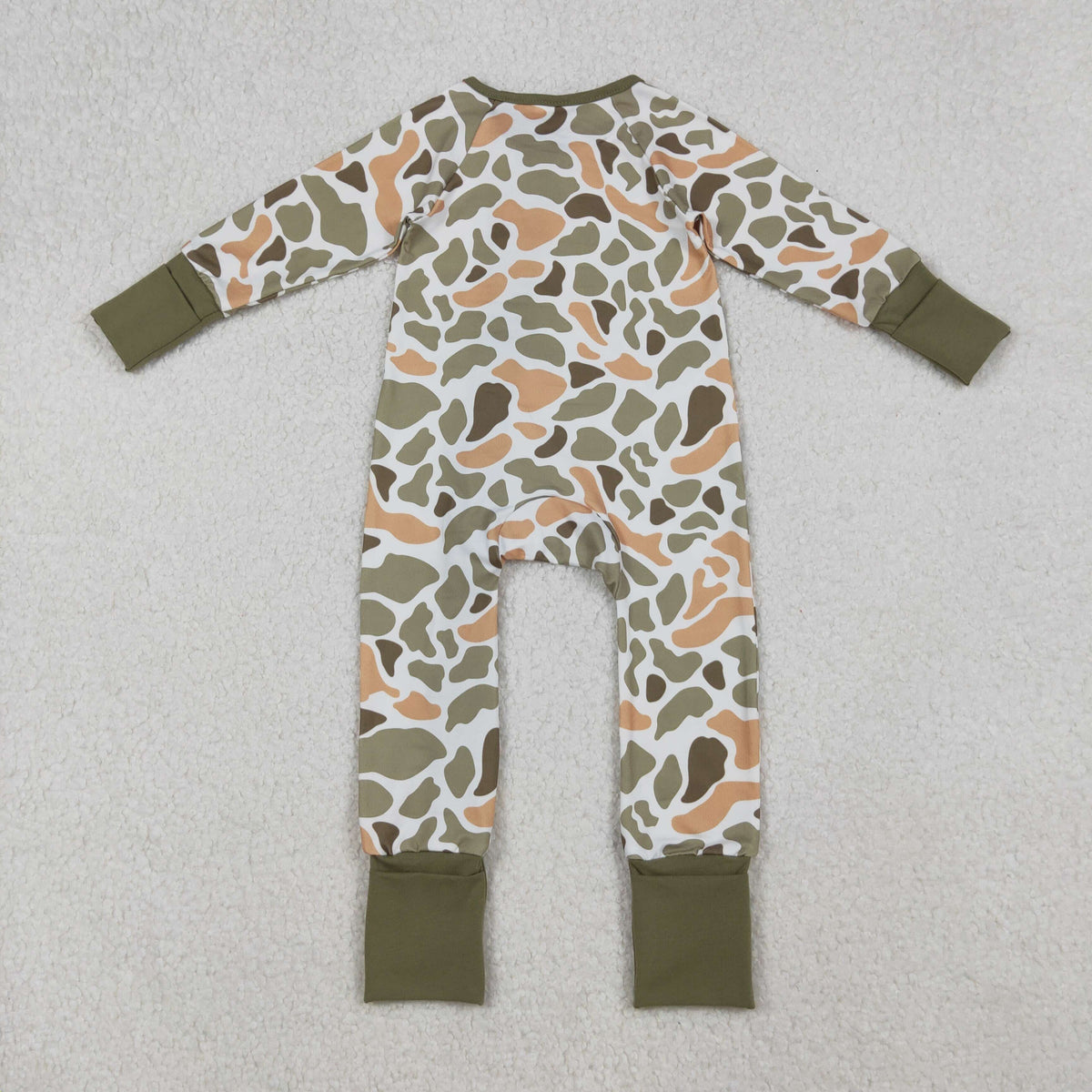 LR2578 hunting light green camo zipper long sleeve boys romper