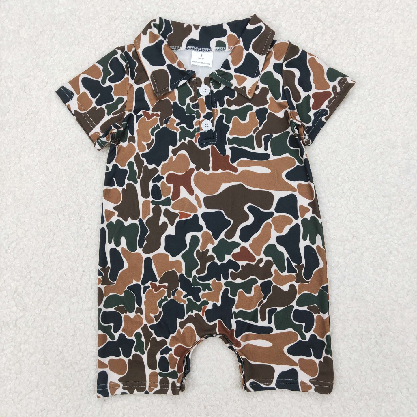 USA SHOP SR2979 hunting camo brown camo short sleeve boys romper