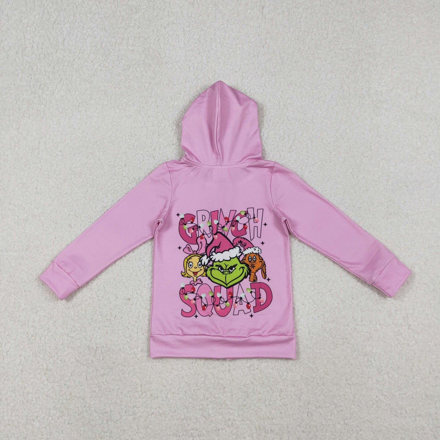 GT1142 Halloween green face squa hot pink hoodie long sleeve girls coat