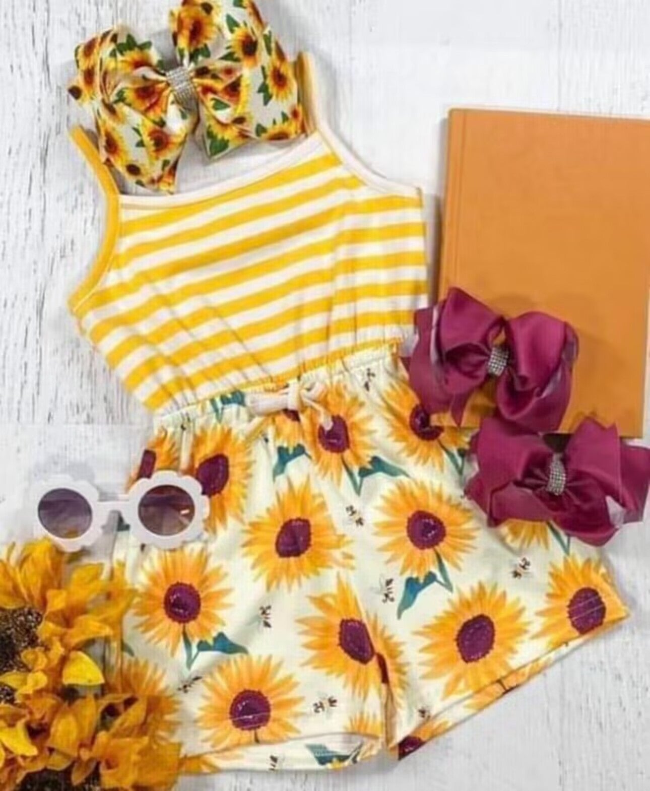 custom sunflowers yellow girls jumpsuits