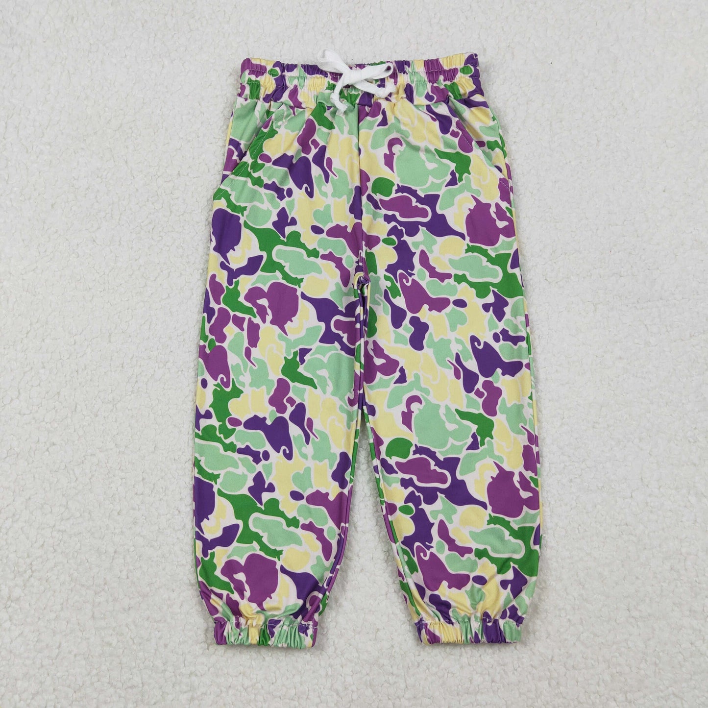 P0838 Mardi Gras purple yellow green camo boys pants