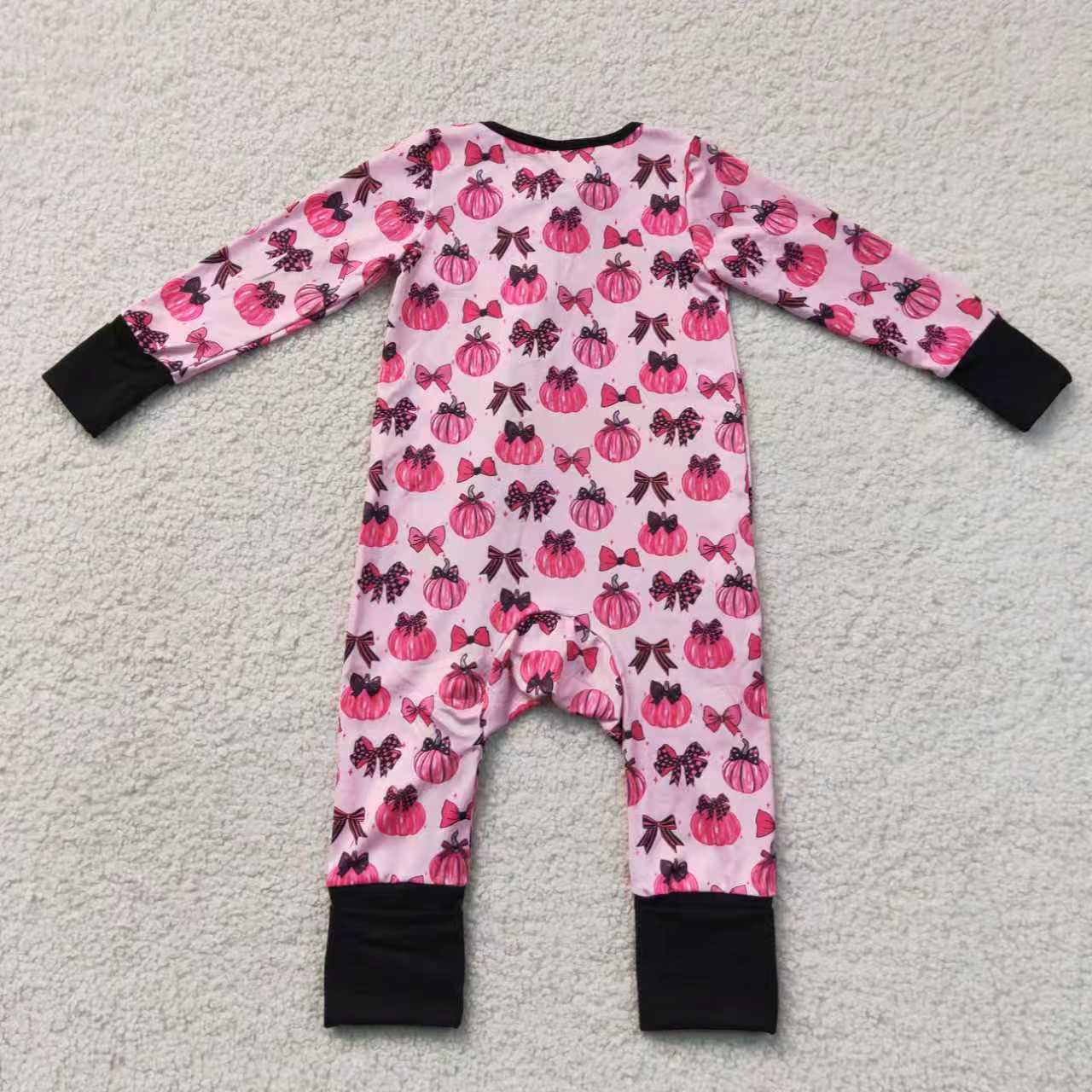Pumpkin Bows Hot Pink Black Girls Set/Romper Set Sibling Clothes