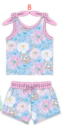 custom moq 3 each Summer flowers style girls set