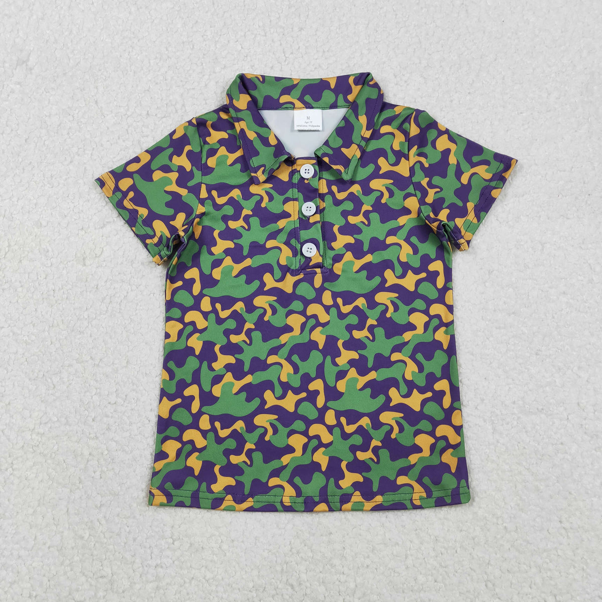 BT1498 Mardi Gras Camo Short Sleeve Boys Top